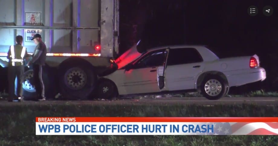 Video: Florida Officer Seriously Injured Crashing into Semi Truck