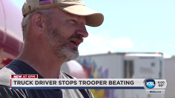 Video: Truck Driver Stops Man Wrestling Wyoming Trooper