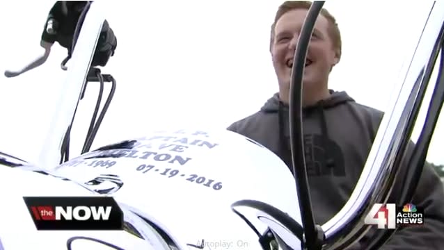 Video: Fallen Kansas Officer's Son Given Dad's Motorcycle