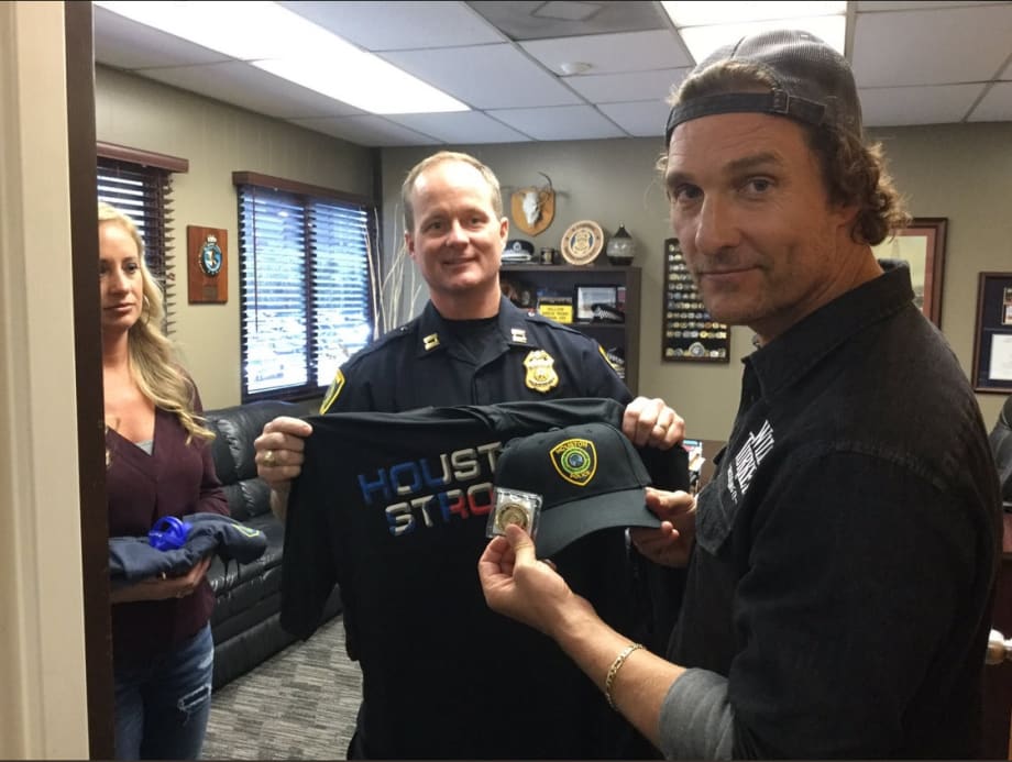 Matthew McConaughey Brings Lunch to Houston Officers for First Responders Day