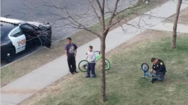 Connecticut Officer on Patrol Stops, Fixes Child's Bike