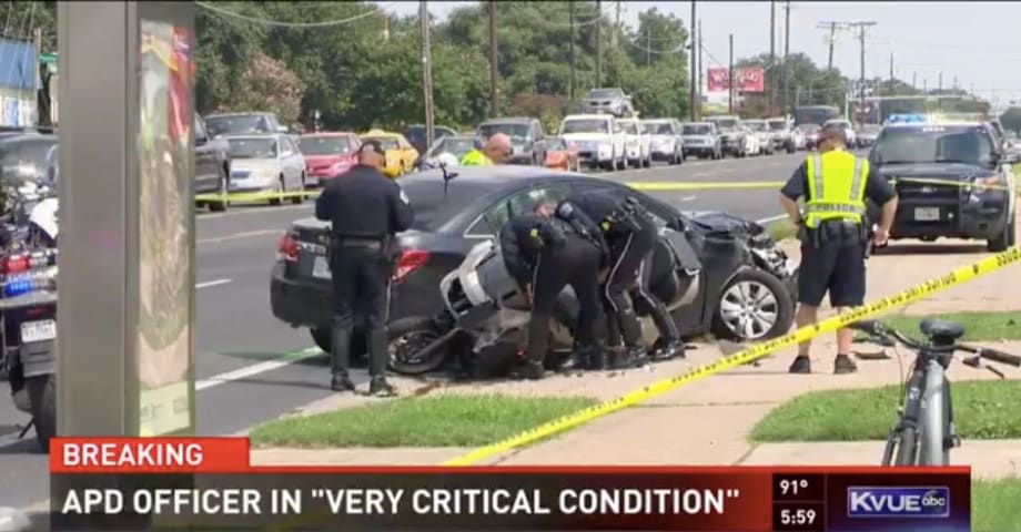 Video: TX Motor Officer Critically Injured in Funeral Procession Crash