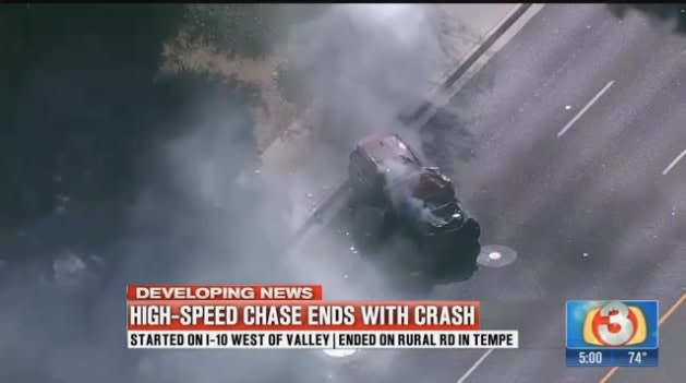 Video: Suspect Leads AZ Troopers on High-Speed Chase that Ends in Head-On Crash