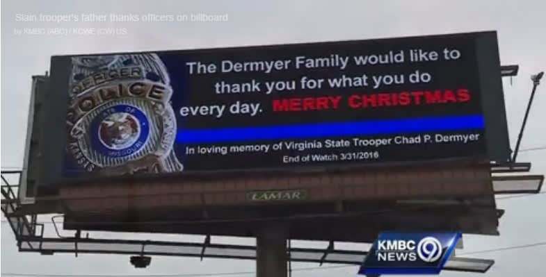 Slain VA Trooper's Father Creates Billboard to Support Police