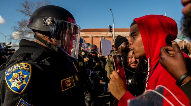 Video: Black CHP Sergeant Berated as "Uncle Tom" During Sacramento Protest