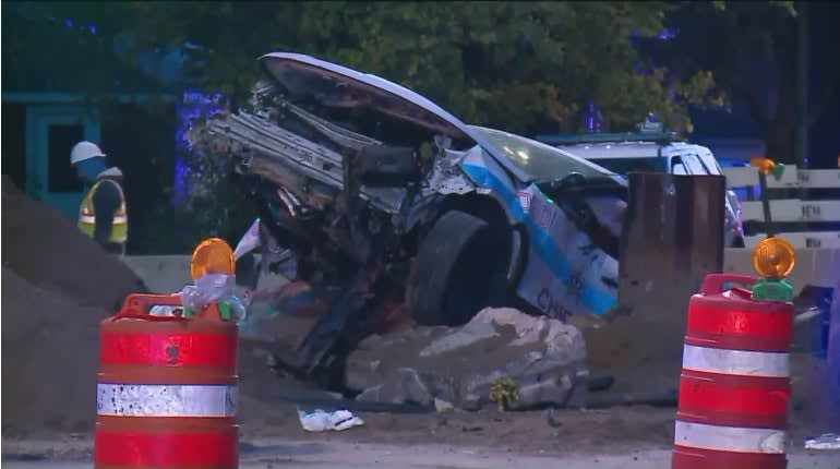 Video: 2 Chicago Officers Injured in Construction Site Crash
