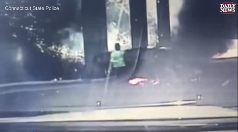 Video: CT Trooper, 2 Bystanders Pull Man from Burning Car