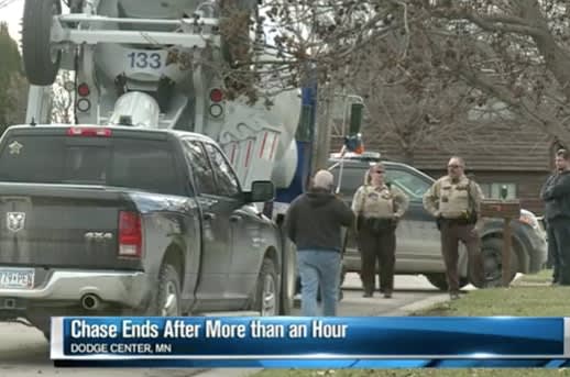 Video: Juvenile Joyriding in Cement Truck Leads Minnesota Officers on Chase