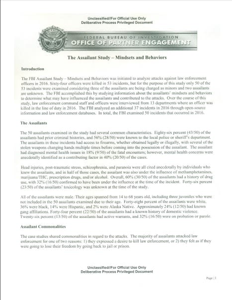 Leaked FBI Report Shows Anti-Police Politics Spur Some Attacks on Officers
