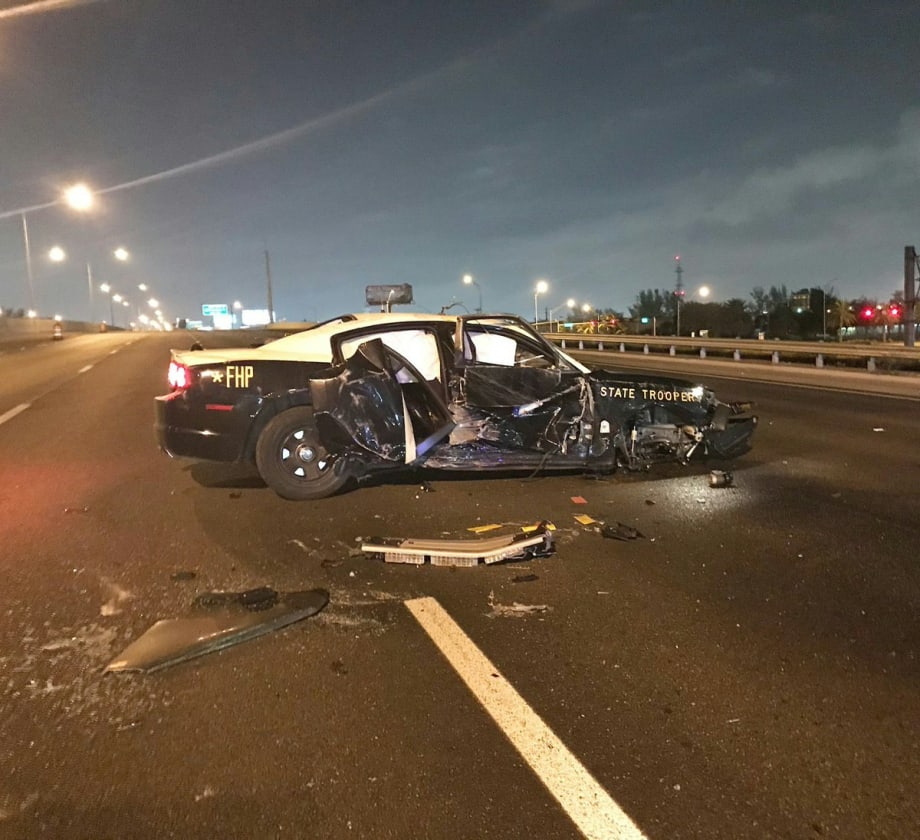 Florida Trooper Suffers Minor Injuries in Roll-over Crash