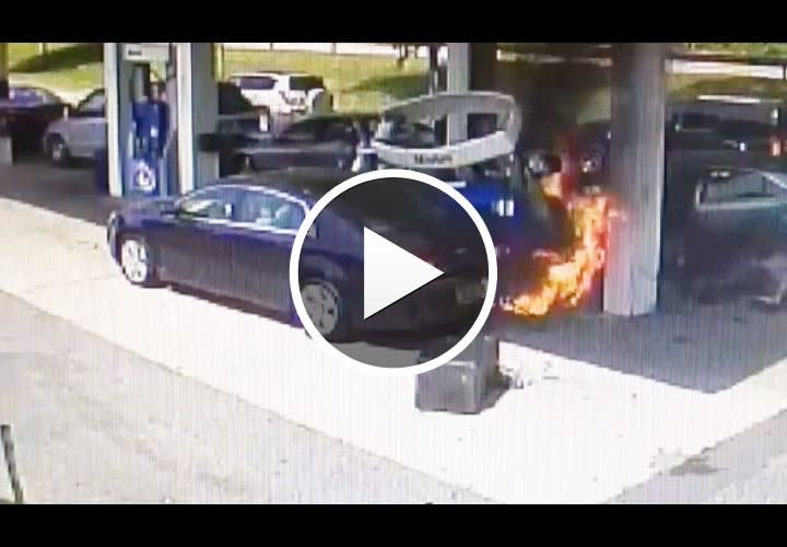 Video: Off-Duty New York Trooper Pulls Man from Gas Station Fire