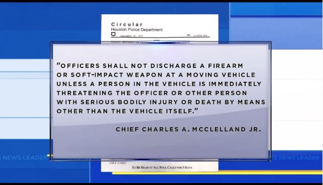 Video: Houston PD Bans Shooting at People in Vehicles