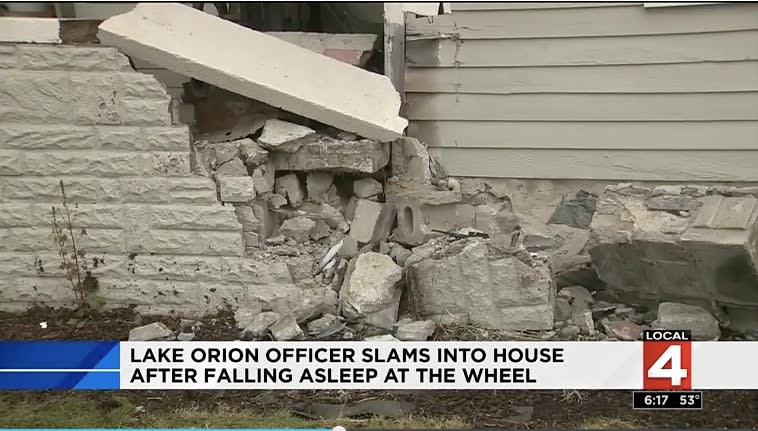 Video: Michigan Officer Falls Asleep at Wheel, Crashes into House