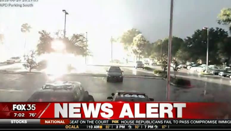 Video: Lightning Strike Narrowly Misses Florida Officer
