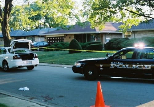A residential street was the setting for Skokie Police Officer Tim Gramins' gunfight with a robbery suspect. Photo: Skokie PD