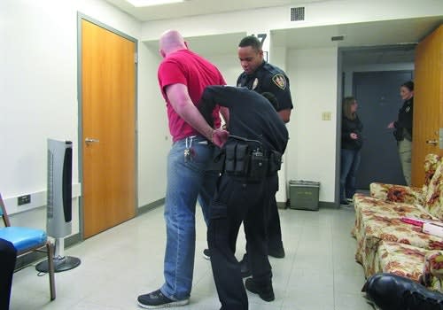 Arrestees are less likely to resist if they know they are outnumbered. (Photo: Michael Schlosser)