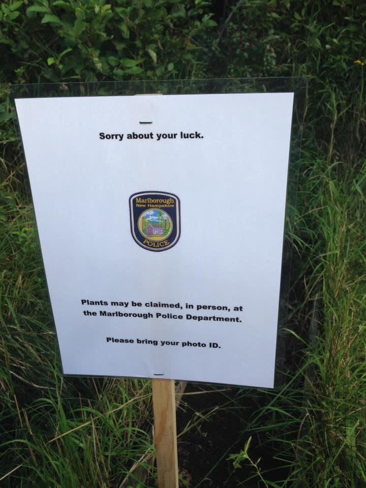 New Hampshire Officers Post Funny Sign at Site of Marijuana Seizure