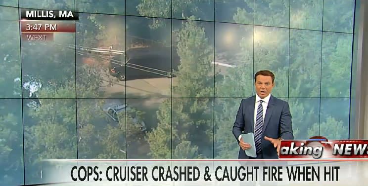 Video: Massachusetts Patrol Vehicle Hit by Gunfire and Crashes, Officer OK