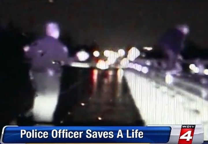 Mich. Cop Saves Bridge Jumper