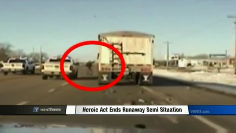 Video: Nebraska Deputy Ends Chase by Jumping onto Moving Semi-Truck