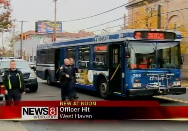 Conn. Cop Struck by Bus