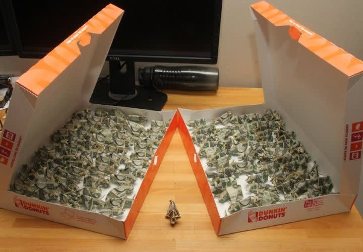 Man Pays $137 Traffic Ticket with Origami Pigs In Donut Boxes