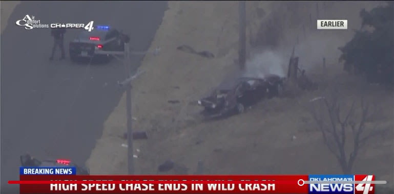 Video: High-Speed Oklahoma Vehicle Pursuit Ends in PIT Maneuver, Crash