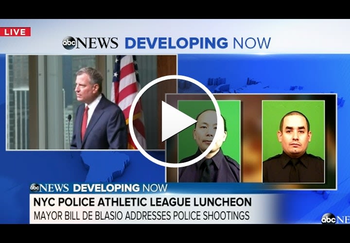 Video: De Blasio Calls for Suspension of Protests, Politics to Respect Ambushed Officers' Families