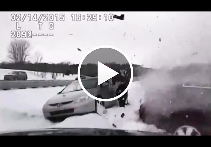 Video: Michigan Officer Injured at Traffic Stop When Car Skids on Ice
