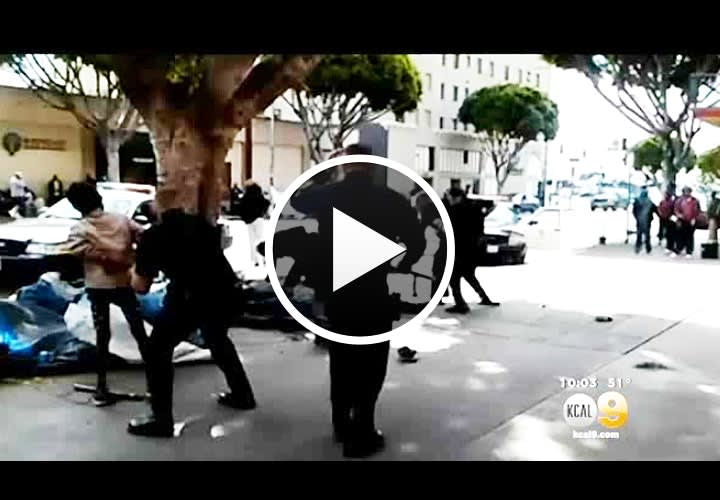 Video: L.A. Homeless Man Reached for Officer's Waistband Before Being Shot