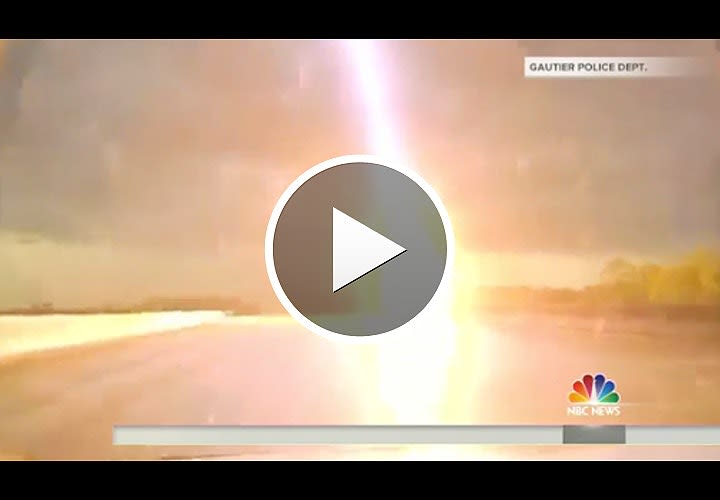 Video: Mississippi Officer's Dash-Cam Captures Near Miss by Lightning Strike