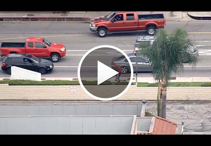 Video: Man Leads LAPD on High-Speed Chase, Tries to Escape on Skateboard