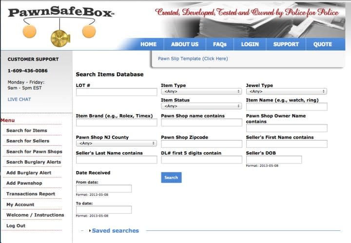 Pawn Safe Box Releases Stolen Jewelry Tracking Software