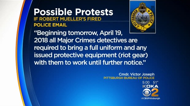 Video: Pittsburgh Police Gearing Up for Riots If Trump Fires Mueller