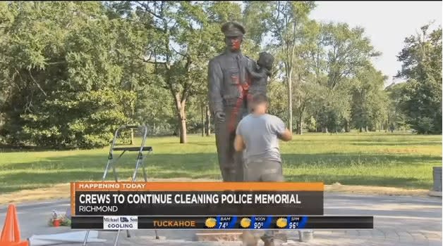 Video: Richmond Police Memorial Vandalized with Spray Paint