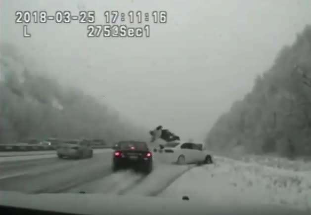 Video: Utah Trooper Hit by Skidding Car, Launched into Air