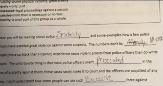 Video: Police Brutality Homework Assignment at Ohio Middle School Angers Parents