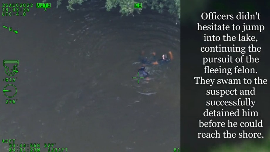Video: GA Officers Swim After Suspect During Pursuit