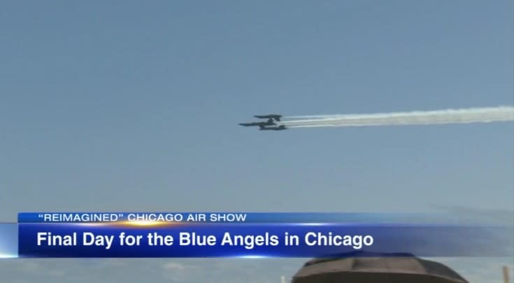 Blue Angels Fly Chicago Show Carrying Badge of Slain Officer