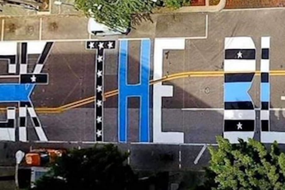 "Back the Blue" Painted Outside Tampa Police HQ