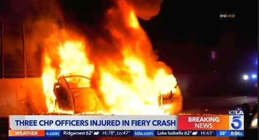 3 CHP Officers Injured in Fiery Crash