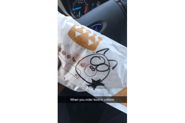 New Mexico Officer's Fast Food Meal Delivered with Derogatory Drawing