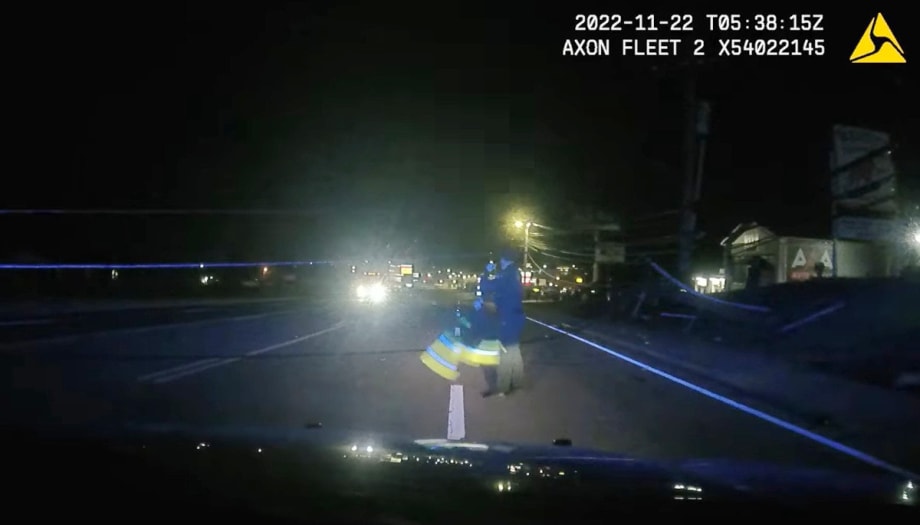 Dashcam Shows TN Officer Run to Safety When Tractor Trailer Hits Power Lines