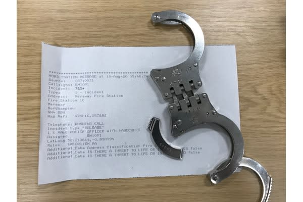 British Firefighters Free Training Officer from His Own Handcuffs
