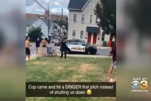 Video: PA Officer Hits Homer with Students at Pick-Up Game
