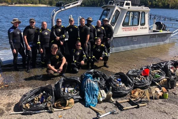 Oklahoma Dive Team Pulls 200 Pounds of Trash from Reservoir