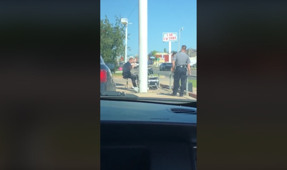 Video: OK Officer Responding to Noise Complaint Shows Off Drumming Skills