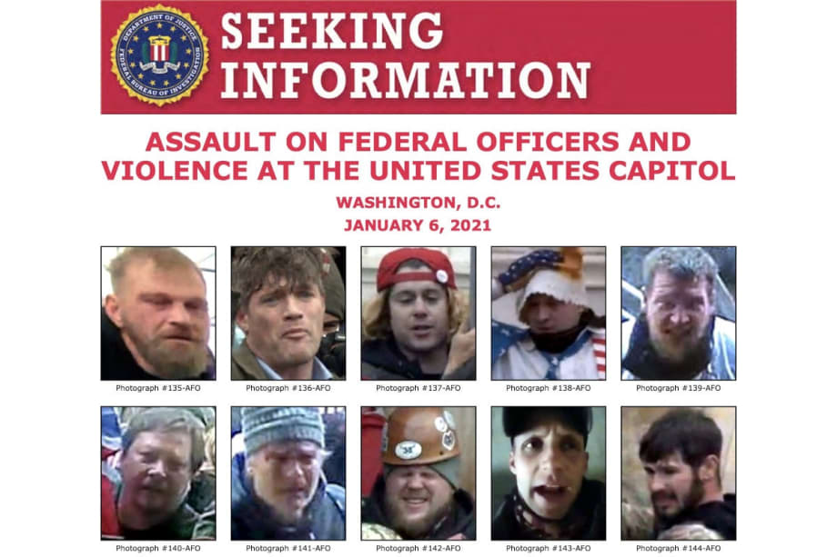 FBI Asks for Public Help in IDing 10 Capitol Rioters