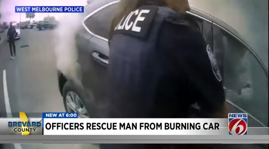 FL Officers Pull Man from Burning Car