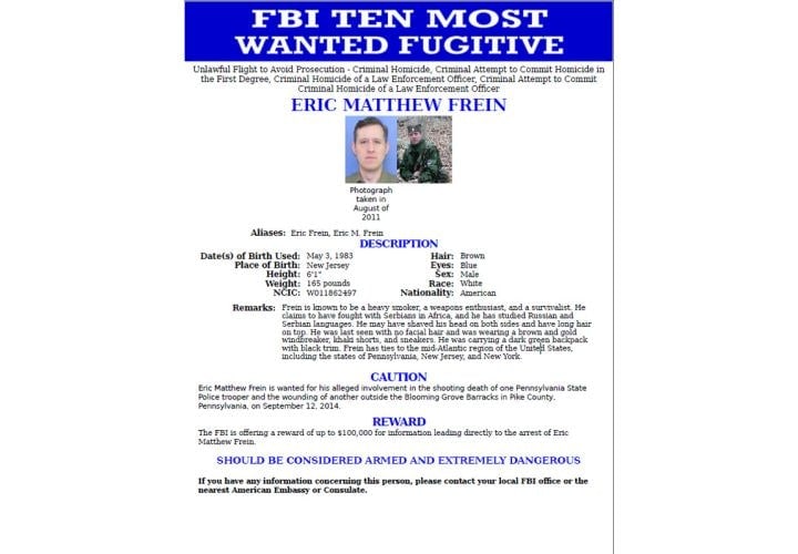 FBI Adds Pa. Trooper's Suspected Killer to Most Wanted List